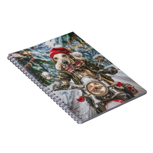 Greyhound Hond Rijden Motorfiets Kerstmis Notitieboek (Rechterzijde)