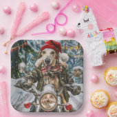Greyhound Hond Rijden Motorfiets Kerstmis Papieren Bordje (Feest)