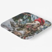 Greyhound Hond Rijden Motorfiets Kerstmis Papieren Bordje (Gebogen)