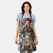 Greyhound Hond Rijden Motorfiets Kerstmis Schort (Gedragen)