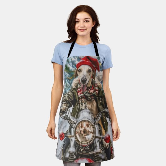 Greyhound Hond Rijden Motorfiets Kerstmis Schort (Gedragen)