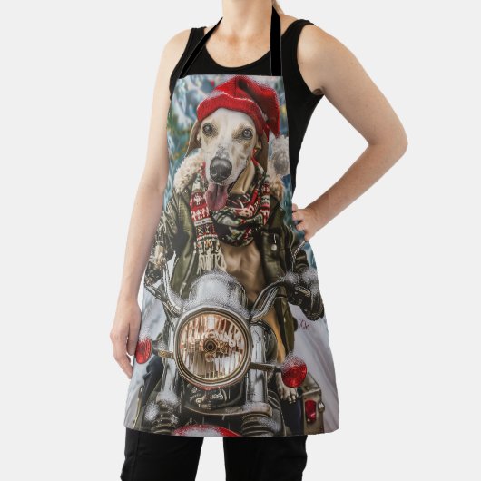 Greyhound Hond Rijden Motorfiets Kerstmis Schort (Insitu)