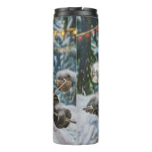 Greyhound Hond Rijden Motorfiets Kerstmis Thermosbeker (Achterkant)