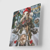 Greyhound Hond Rijden Motorfiets Kerstmis Vierkante Klok (Hoek)