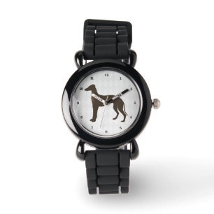 Greyhound Hond Silhouet op Diamond Shapes Horloge