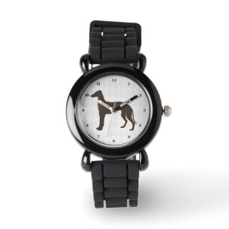 Greyhound Hond Silhouet op Diamond Shapes Horloge