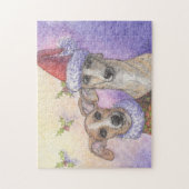 Greyhound honden die kerstwensen afgeven legpuzzel (Verticaal)