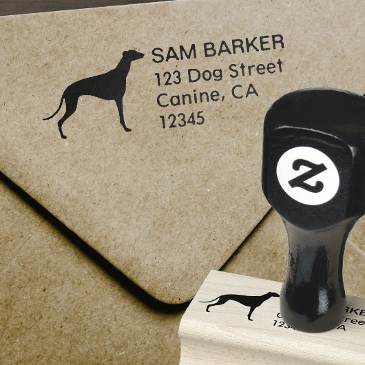 Greyhound Hondenras Silhouet retouradres Rubberstempel