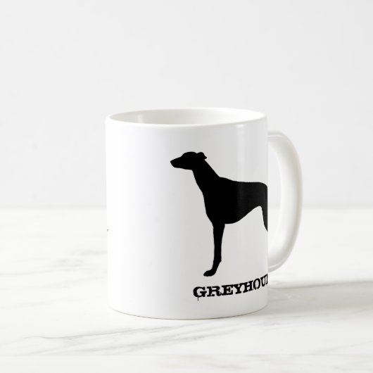 Greyhound Hondenras Silhouette Custom Koffiemok (Voorkant rechts)