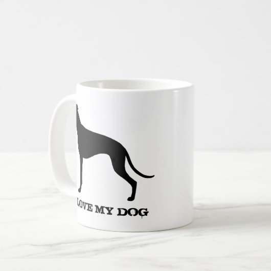 Greyhound Hondenras Silhouette Custom Koffiemok (Voorkant links)