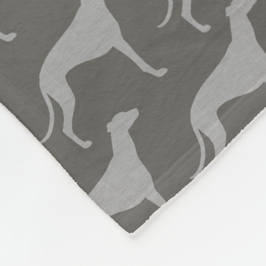 Greyhound Hondenras Silhouettes Pattern Grey Fleece Deken (Hoek)
