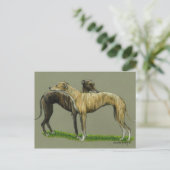 "Greyhound Hug" Dog Art Briefkaart (Staand voorkant)