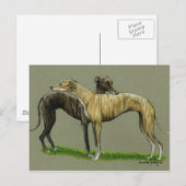 "Greyhound Hug" Dog Art Briefkaart (Voorkant / Achterkant)