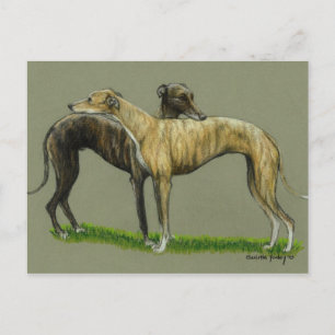 "Greyhound Hug" Dog Art Briefkaart