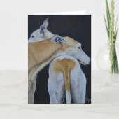 Greyhound Hug Dog Art Folded Card Feestdagen Kaart (Voorkant)