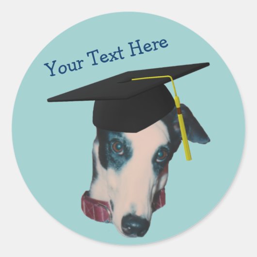Greyhound in Gradup Cap Funny Dog Sticker (Voorkant)