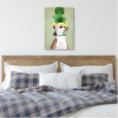 Greyhound in Groen Gebreid Pet Canvas Afdruk (Insitu (Slaapkamer))