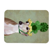 Greyhound in Groen Gebreid Pet Magneet (Horizontaal)