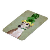 Greyhound in Groen Gebreid Pet Magneet (Linkerzijde)