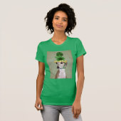 Greyhound in Groen Gebreid Pet T-shirt (Voorkant volledig)