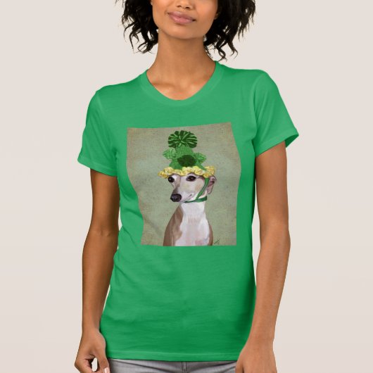 Greyhound in Groen Gebreid Pet T-shirt (Voorkant)