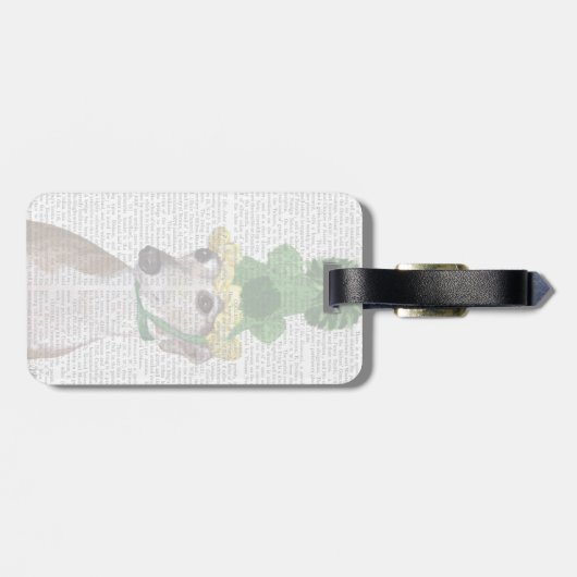 Greyhound in Groen rond Pet 2 Bagagelabel (Achterkant horizontaal)