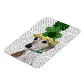 Greyhound in Groen rond Pet 2 Magneet (Linkerzijde)