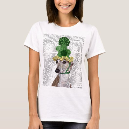 Greyhound in Groen rond Pet 2 T-shirt (Voorkant)