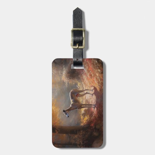 Greyhound in Herfstbladeren Herfst Inspire Bagagelabel (Voorkant verticaal)