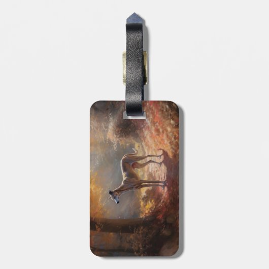 Greyhound in Herfstbladeren Herfst Inspire Bagagelabel (Achterkant verticaal)