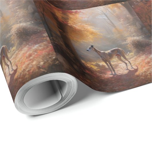 Greyhound in Herfstbladeren Herfst Inspire Cadeaupapier (Rol Hoek)