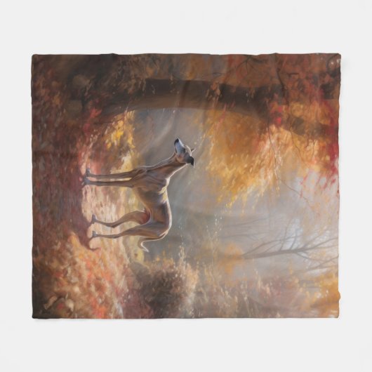 Greyhound in Herfstbladeren Herfst Inspire Fleece Deken (Voorkant (Horizontaal))