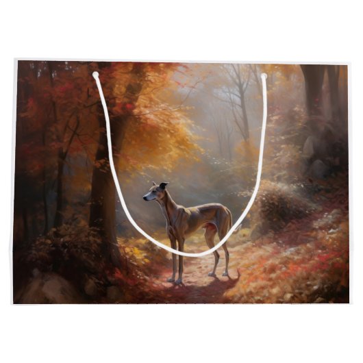 Greyhound in Herfstbladeren Herfst Inspire Groot Cadeauzakje (Achterkant)