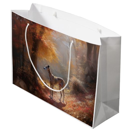 Greyhound in Herfstbladeren Herfst Inspire Groot Cadeauzakje (Achterkant Gekanteld)