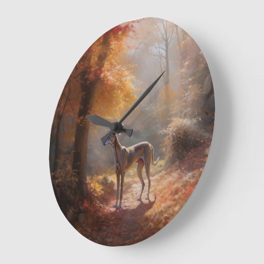 Greyhound in Herfstbladeren Herfst Inspire Grote Klok (Hoek)