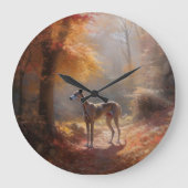 Greyhound in Herfstbladeren Herfst Inspire Grote Klok (Voorkant)