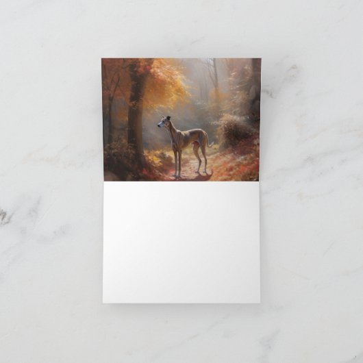 Greyhound in Herfstbladeren Herfst Inspire Kaart (Binnen)