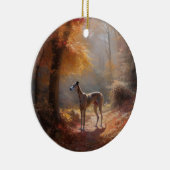 Greyhound in Herfstbladeren Herfst Inspire Keramisch Ornament (Rechts)