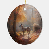 Greyhound in Herfstbladeren Herfst Inspire Keramisch Ornament (Links)