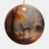 Greyhound in Herfstbladeren Herfst Inspire Keramisch Ornament (Achterkant)