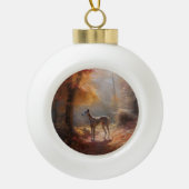 Greyhound in Herfstbladeren Herfst Inspire Keramische Bal Ornament (Voorkant)
