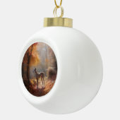 Greyhound in Herfstbladeren Herfst Inspire Keramische Bal Ornament (Rechts)