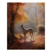 Greyhound in Herfstbladeren Herfst Inspire Perfect Poster (Voorkant)