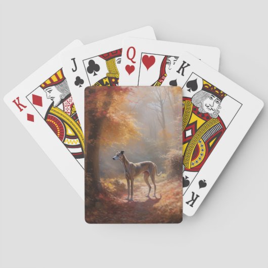 Greyhound in Herfstbladeren Herfst Inspire Pokerkaarten (Achterkant)