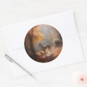 Greyhound in Herfstbladeren Herfst Inspire Ronde Sticker (Envelop)