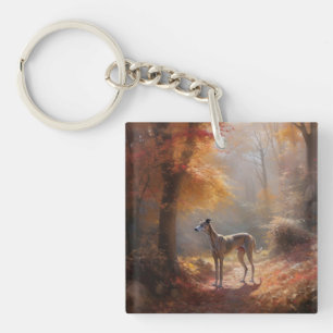Greyhound in Herfstbladeren Herfst Inspire Sleutelhanger