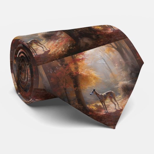 Greyhound in Herfstbladeren Herfst Inspire Stropdas (Opgerold)