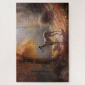Greyhound in herfstbladeren val inspireert legpuzzel (Verticaal)