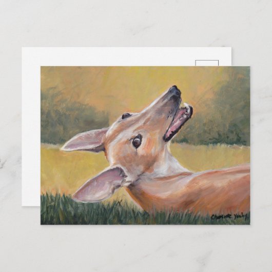 Greyhound in het Grass Dog Art Briefkaart (Voorkant / Achterkant)