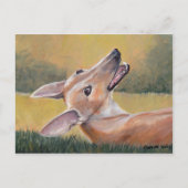 Greyhound in het Grass Dog Art Briefkaart (Voorkant)